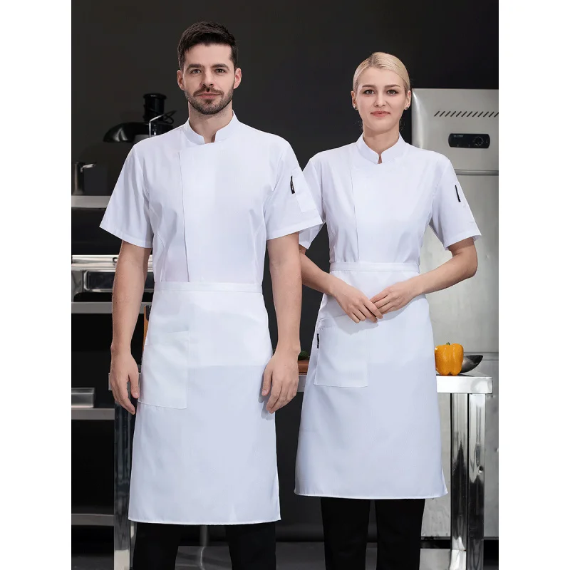 High-End Dining Chef Overalls Men's Short-Sleeved Summer Clothing Hotel Restaurant Rear Clothes for Cook Restaurant Kitchen Brea