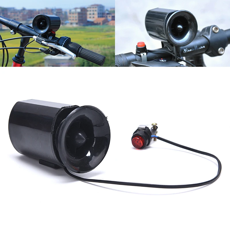 Bicycle Horn Electric Black Speaker 6 Bike Bell Loud Sounds Ultra Siren Alarm