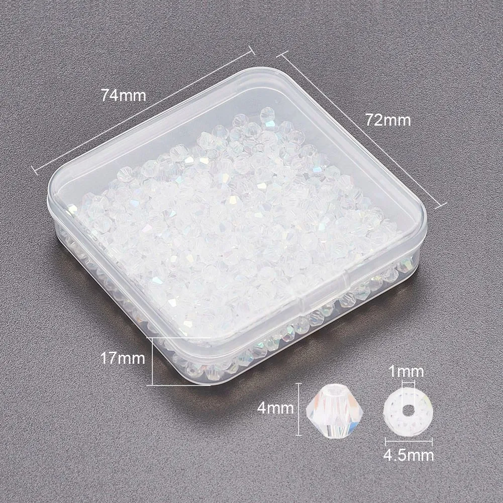 3 4 6mm AB Color trasparente bicono Crystal Beads Box Set di perline di vetro biconico Kit distanziatore allentato per gioielli che fanno