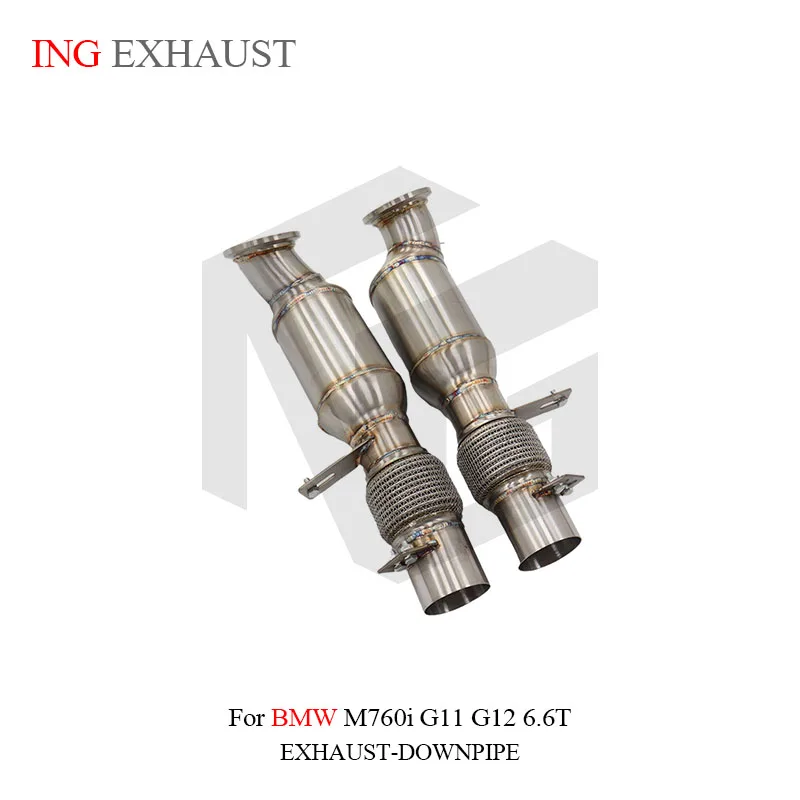 ماسورة العادم النازل لسيارات BMW M760i G11 G12 6.6T V12 N74 2016-2022 3 "الفولاذ المقاوم للصدأ Catless/Catted Turbo Headpipe 🚀