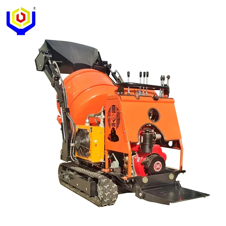 Mini Concrete  Self-Loading Crawler Cement  350L HighQuality Full Hydraulic Concrete  Tracked Dumper Cement
