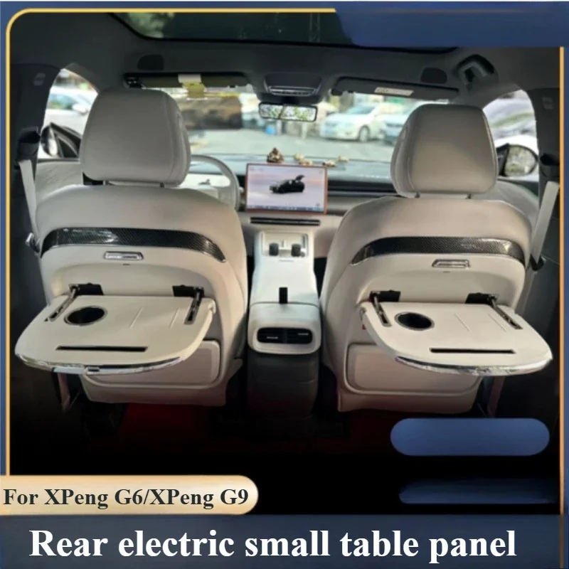 for XPeng G6 G9 Car Electric Seat Back Small Table Board w/ Ambient Light Wireless Charger Foldable Laptop Table Plate Accessory