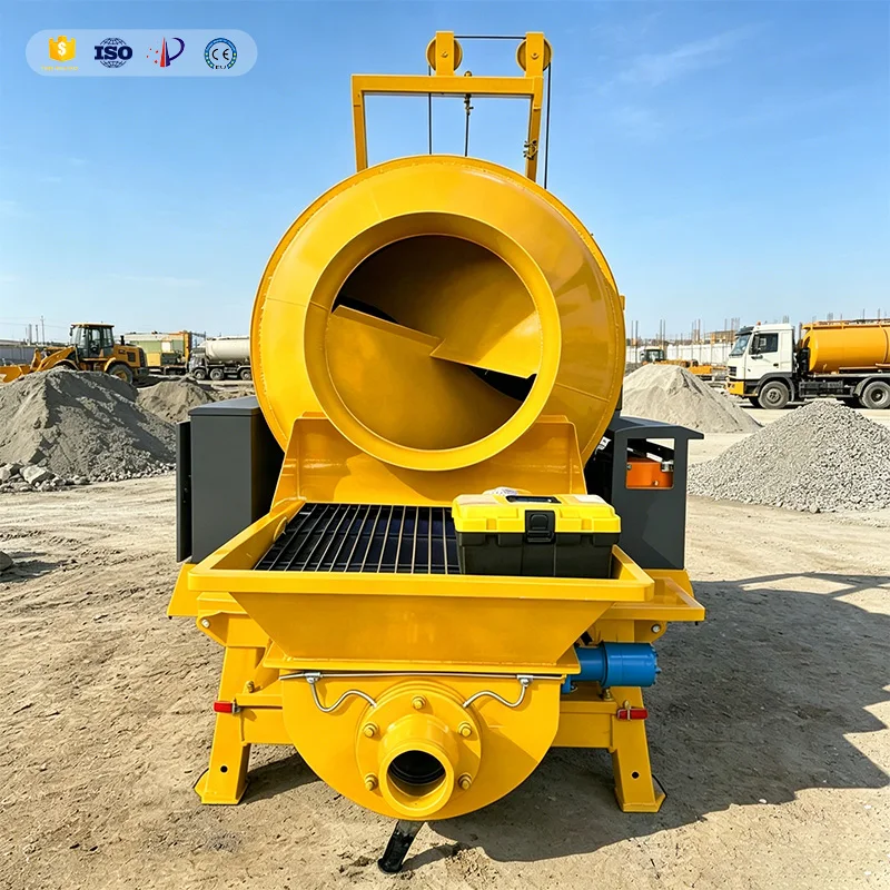 Integrated Concrete Mixer Pump Diesel Powered Mobile Cement Mixing Machine 20m3/h High Efficiency Concrete Pump Mixer for Road