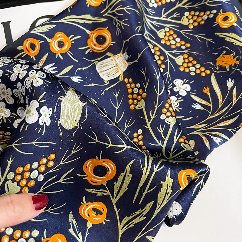 53Cm Vrouwen Pure Zijde Sjaal Vierkante Hals Hoofddoek Bandana Vrouwelijke Bloemen Haarbanden Luxe Kleine Echte Zijde Satijn Sjaals