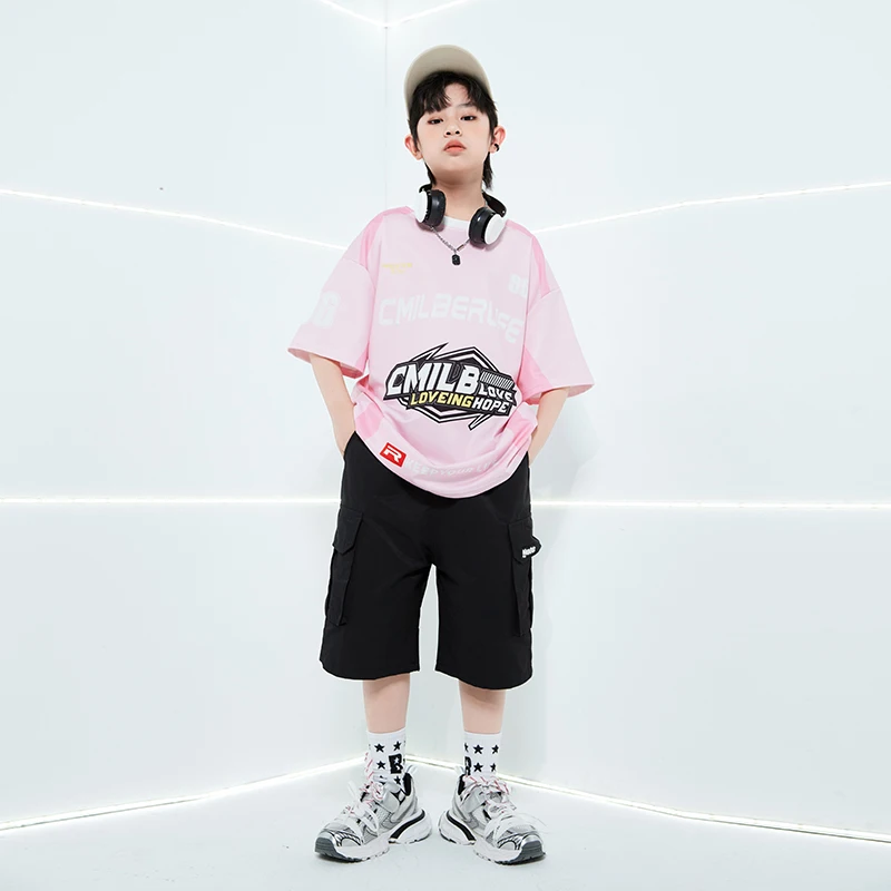 Jungen Hipo Hop grün T-Shirt Street Dance schwarz Cargo Shorts Mädchen Streetwear Kinder Ballsaal Sommerkleid ung Kind Jazz Kostüme