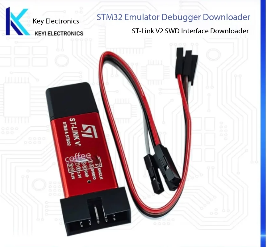 2pcs ST-Link V2 Mini Compatible Debug Programmer, Downloader Simulator with Cover & Dupont Lines for STM8 STM32