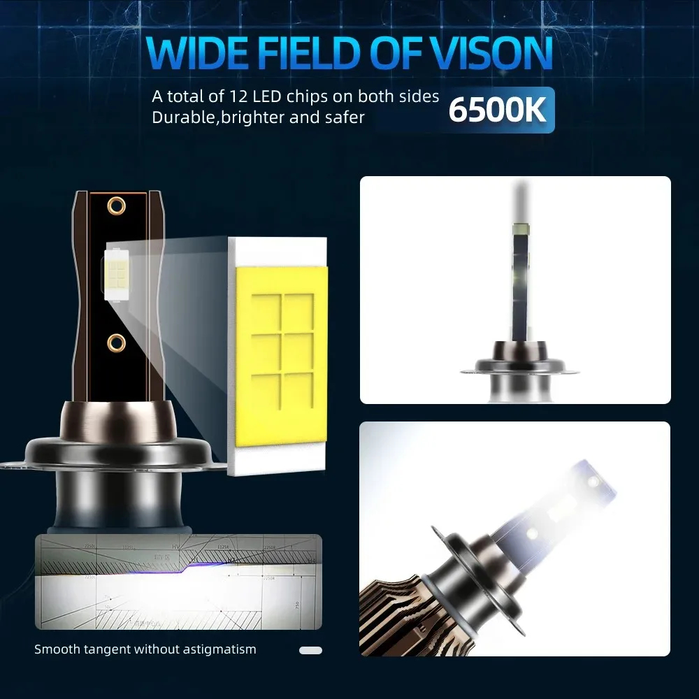 H4 LED المصباح 20000LM 120W 6500K، CSP رقاقة عالية منخفضة شعاع مع H1 H7 H8 H9 H11 9005 HB3 9006 HB4 التوافق #5