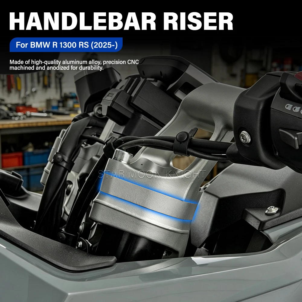 Image of Lenkererhöhung Montagesatz für BMW R1300RS R 1300 RS 2025 2026 Motorrad CNC Aluminium 15mm Höhenverstellbare Abstandshalter Lenkererhöhung