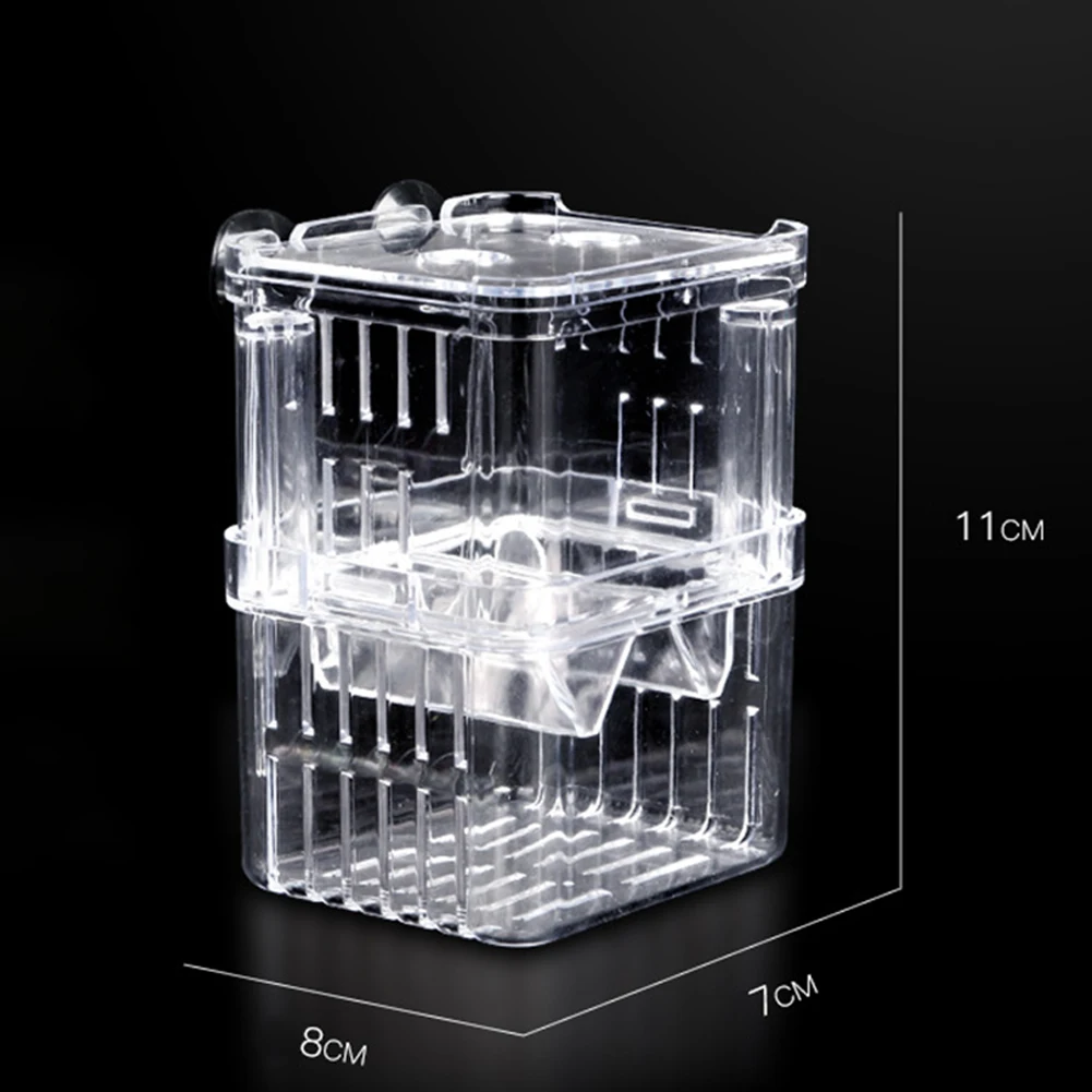 Acrylic 3 Sizes Double-Deck Clear Fish Breeding Isolation Box Hatchery Divider for Shrimp Clownfish Aggressive Fish Injured