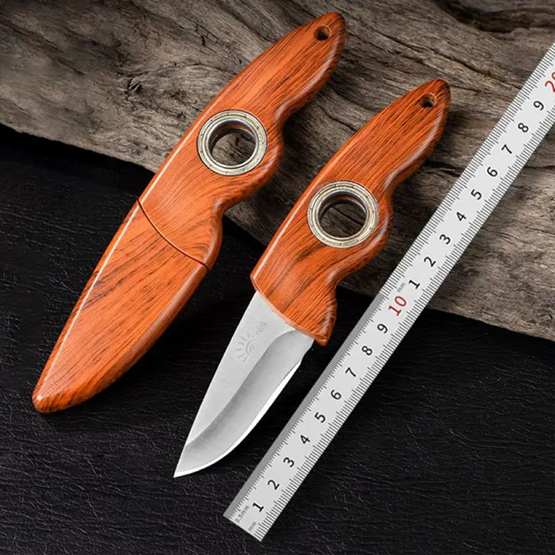 Portable Adventure Multifunctional Knife Stainless Steel Blade Wooden Handle Outdoor Knives Hunting Camping Pocket Tool