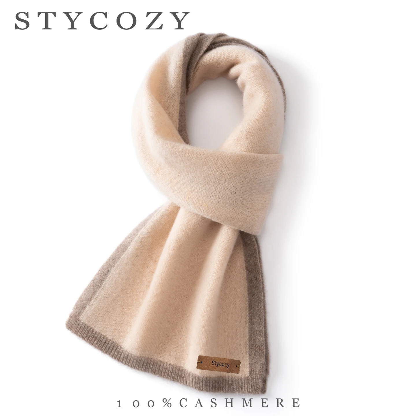 Women Men 100%Cashmere Rectangle Scarf Contrast Color Edge Solid Soft Warm Neck Wrap Elegant Simple Autumn Winter Casual Outfits