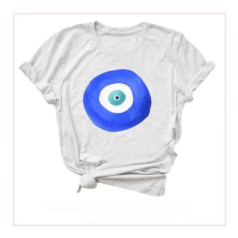 Camiseta Evil Eye Hamsa, regalo bohemio, Unisex, para mujer, hombre, Grecia, recuerdo, Santorini, griego, turco, buenas vibraciones, solo camisetas de algodón místicas