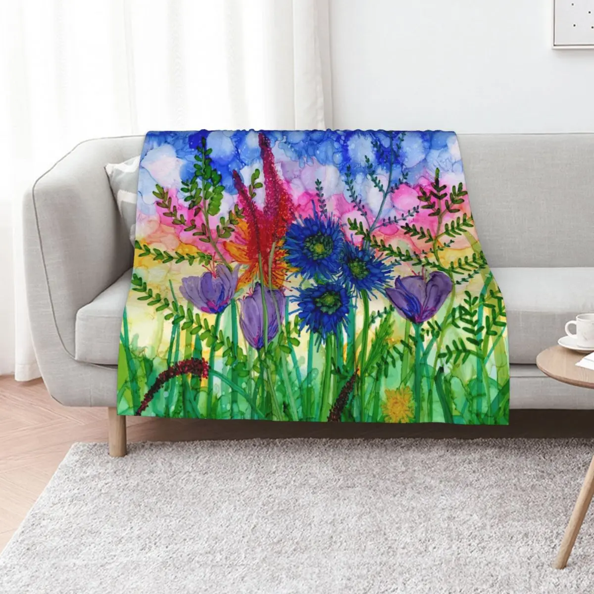 Wild Bouquet, colourful & vibrant bunch of flowers Throw Blanket Decorative Beds Loose Beautifuls wednesday Single Blankets