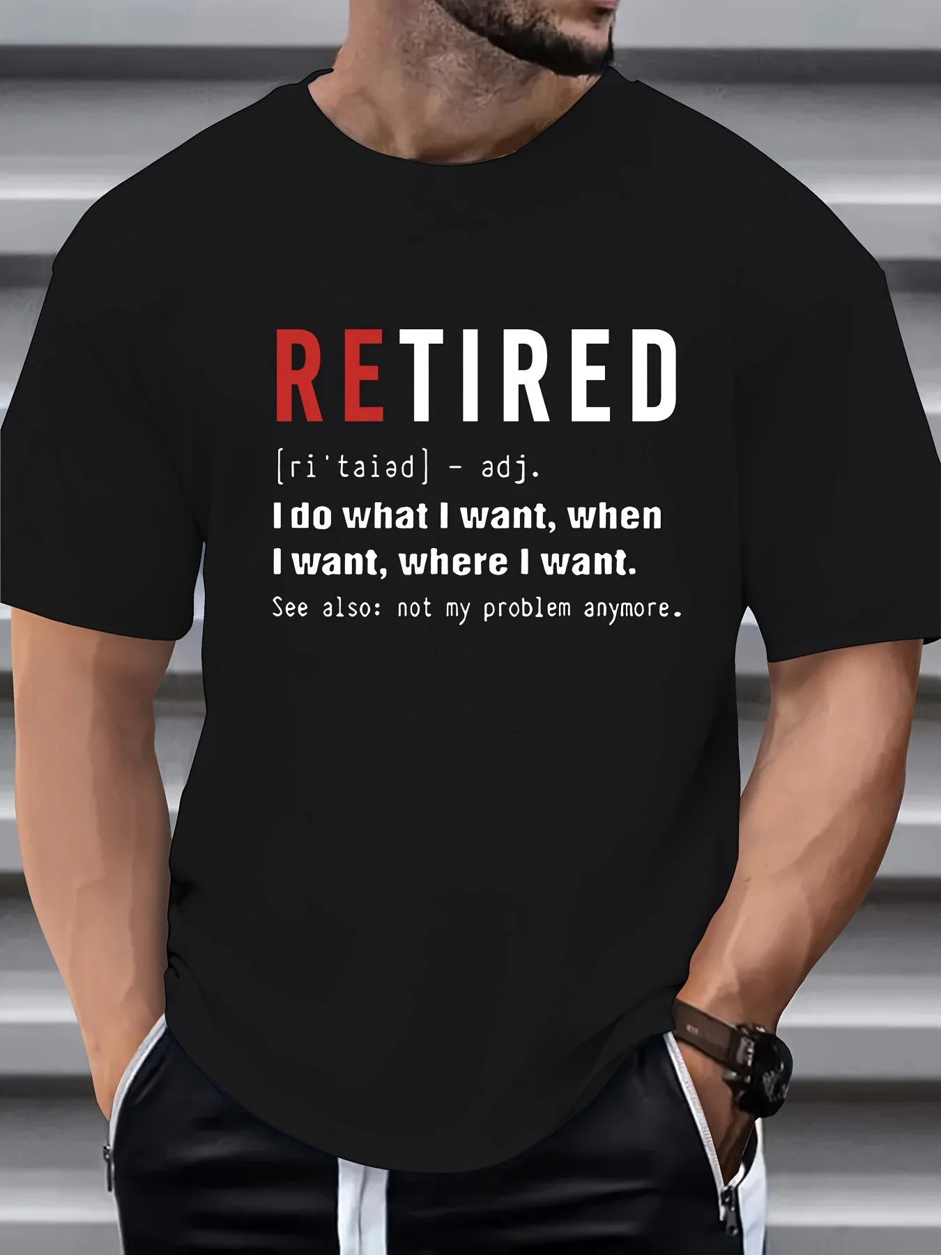 Retired Definition Funny Graphic Tee for Men Breathable 100% Cotton Perfect for Summer Casual Trendy Retirement Humor Style