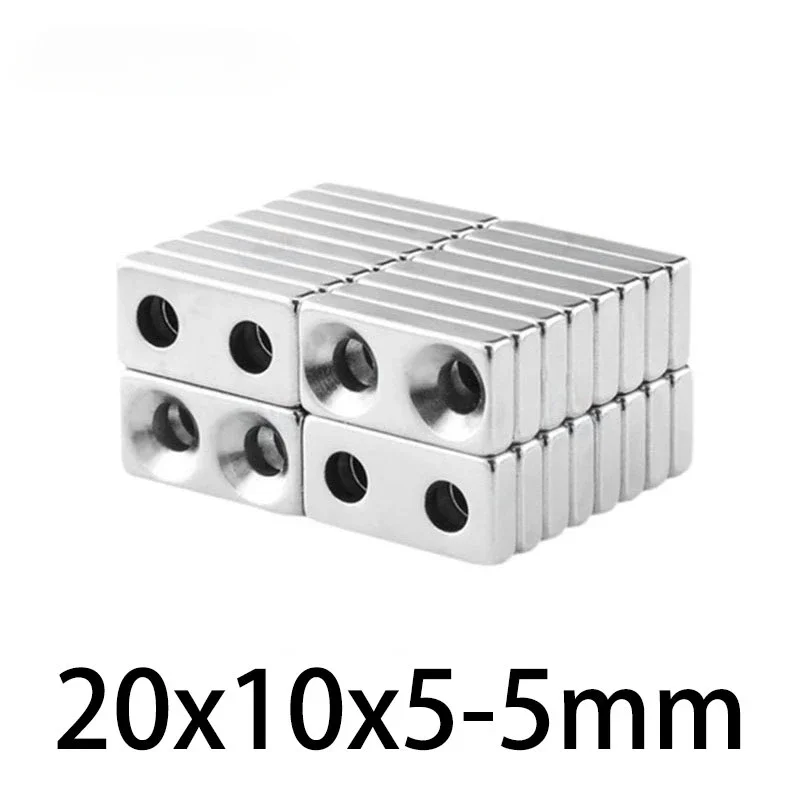 2/5/10/20/30/50PCS 20x10x5-5mm Block Neodymium Magnet Countersunk with Hole 5mm Rare Earth Strong Powerful Magnet 20*10*5-5