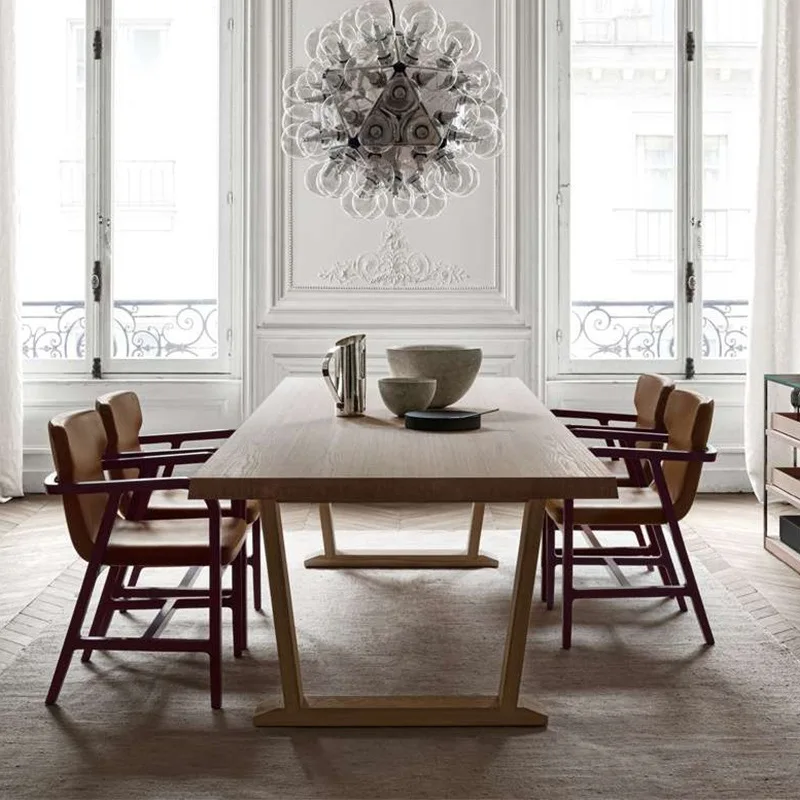 

Скандинавский обеденный стол из массива дерева, прямоугольный, минималистичный, для дома, современный, для переговоров, длинный стол для офиса