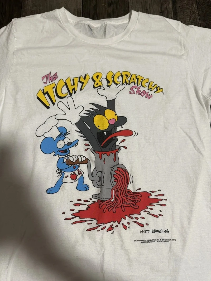 The Simpsons-Itchy & Scratchy Show T-shirt Unisex Tee S-4XL  Tee Santa Tee Funny Graphic Tee Retro Cartoon Top