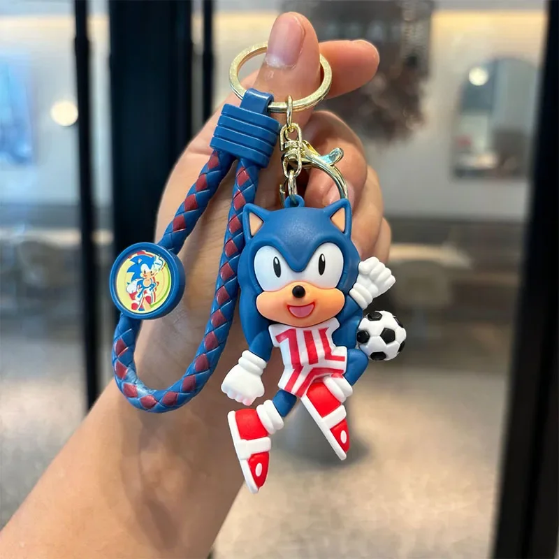 Sonic The Hedgehog Keychain Cute Cartoon Anime Figure Image Tails Shadow Doll Keyring Ornament Key Chain Car Pendant Kids Gifts