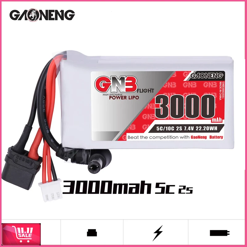 Oryginalne okulary GNB Fatshark Dominator Skyzone Aomway gogle FPV bateria Lipo 3000MAH 2S 5C/10C 7.4V wskaźnik zasilania