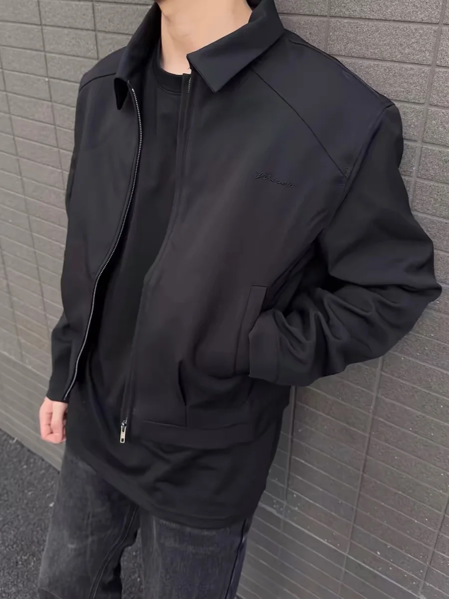 

Мужская куртка в стиле ретро, простой дизайн, весенне-осенняя свободная облегающая верхняя одежда с цветным воротником, модная верхняя одежда