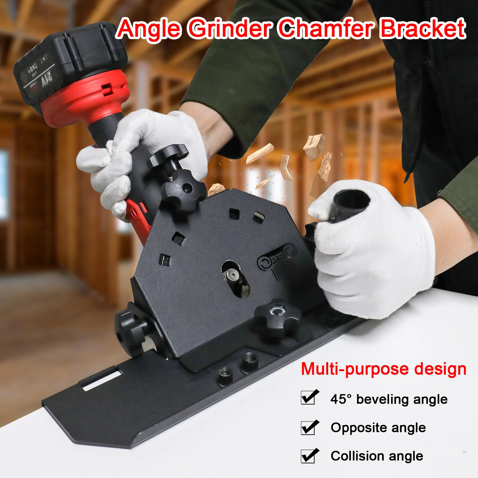 

Aluminum Alloy 125 Type Angle Grinder Chamfer Bracket Screw Installation Multifunctional 45° Chamferer Utility Tool