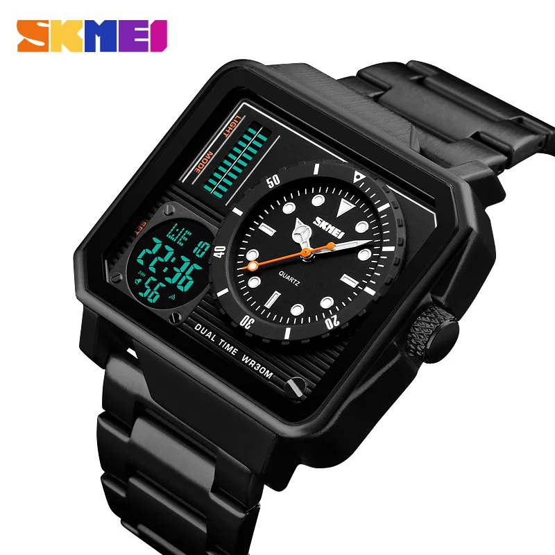 

SKMEI Stainless Steel Strap Watches Men Digital Electronic Watch Day Date Display Personality Alarm Watchs Relogio Masculino