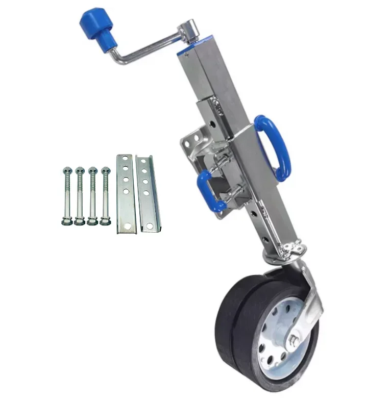 

500KG capacity trailer jockey wheel with swivel bracket folding up trailer jack stand top wind jockey wheel for off road trailer
