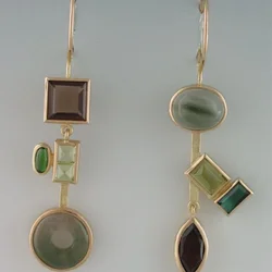KSRA Fashion Trend Irregular Geometric Shape Gold Color Inlaid Colored Stone Hanging Earrings For Women Creative Party Jewelry