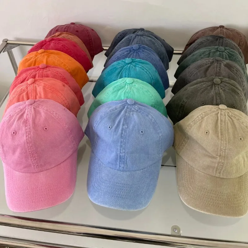Korea Spring Summer Cotton Washed Old Baseball Cap Female Ins Blogger with The Same Versatile Dopamine Soft Top Baseball Cap