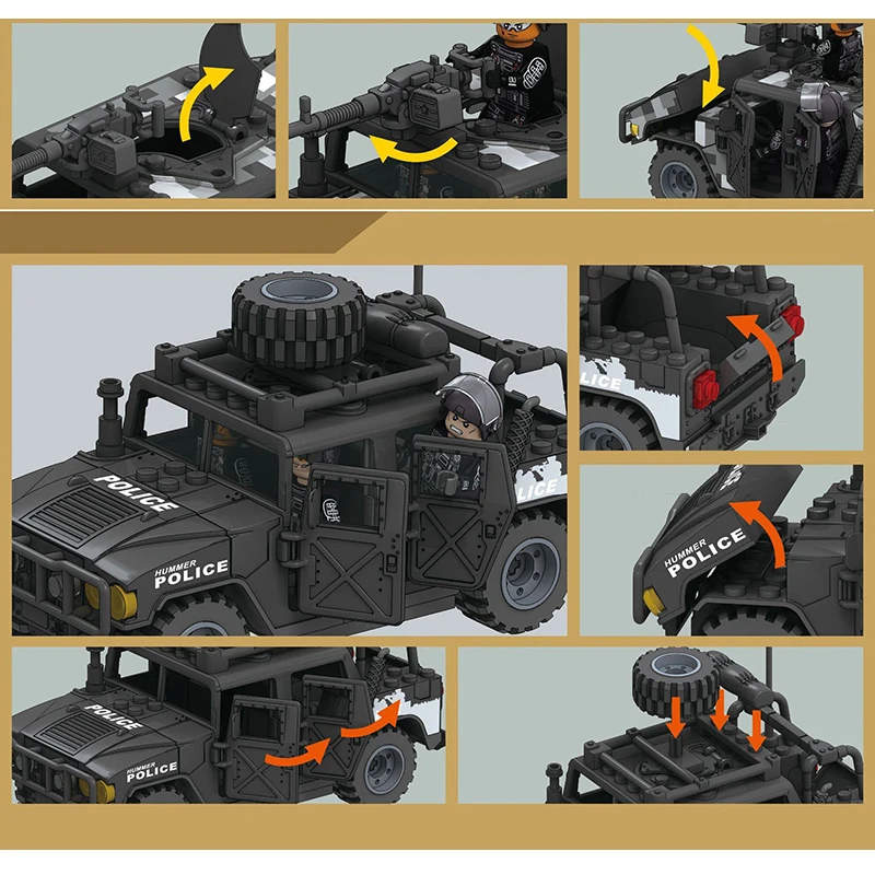 Militar jipes carro veículo modelo 50-200 pces arma 12 pces força especial soldado bloco de construção boneca figura de ação brinquedo para crianças