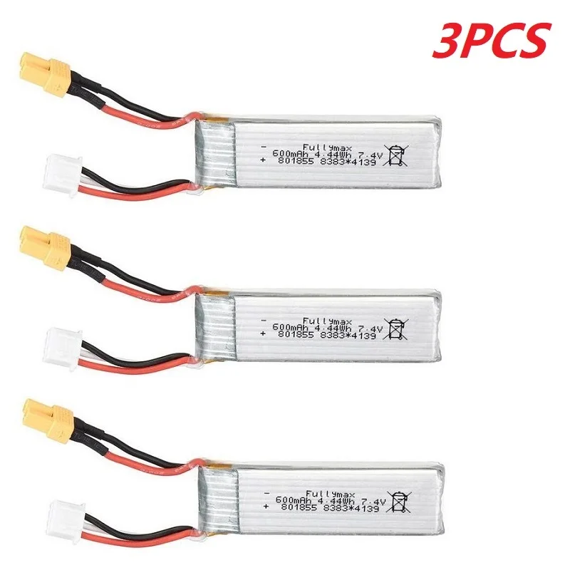 3PCS 7.4V 600mah Lipo Battery & Charger Set For XK K130 RC Helicopter Spare Parts Accessories