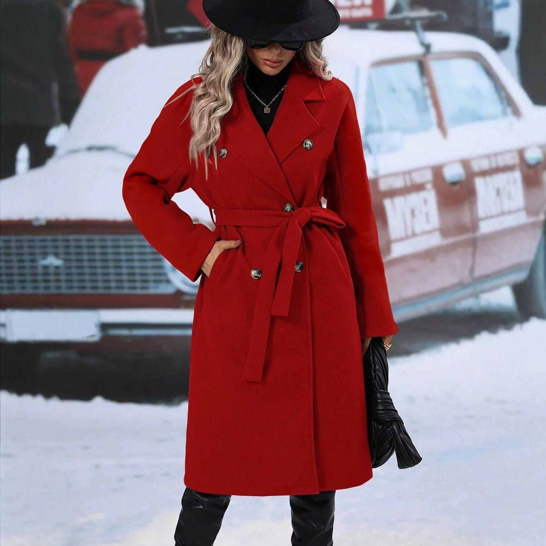 Turn Down Collar Coats Notch Lapel Regular Length Elegant Style Elegant Professional Style Women Trench Coat with Piping