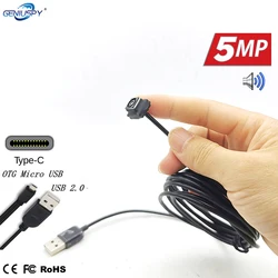 Micro CCTV Security Type-C OTG Android AF AutoFocus Webcam Super HD 30FPS UVC OTG Audio Video 2592x1944P 5MP USB Camera Module