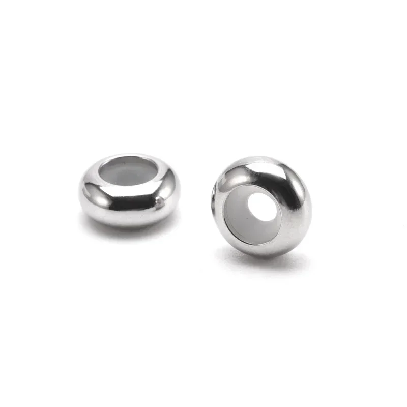 10pcs/lot Stainless Steel Stopper Clip Beads Charms with Rubber Inside Fit Bracelet Bangle DIY Glass Beads for Jewelry Making image 4