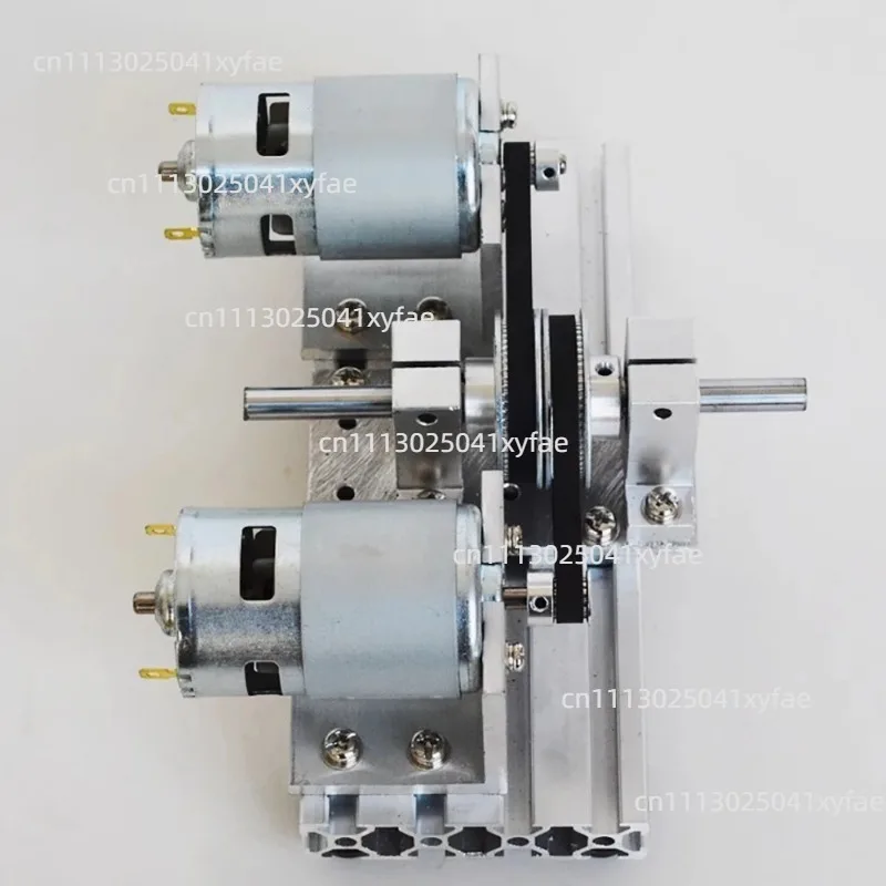 895 High Torque DC Motor Dual Shaft Drive Kit 60 Tooth Synchronous Pulley Set