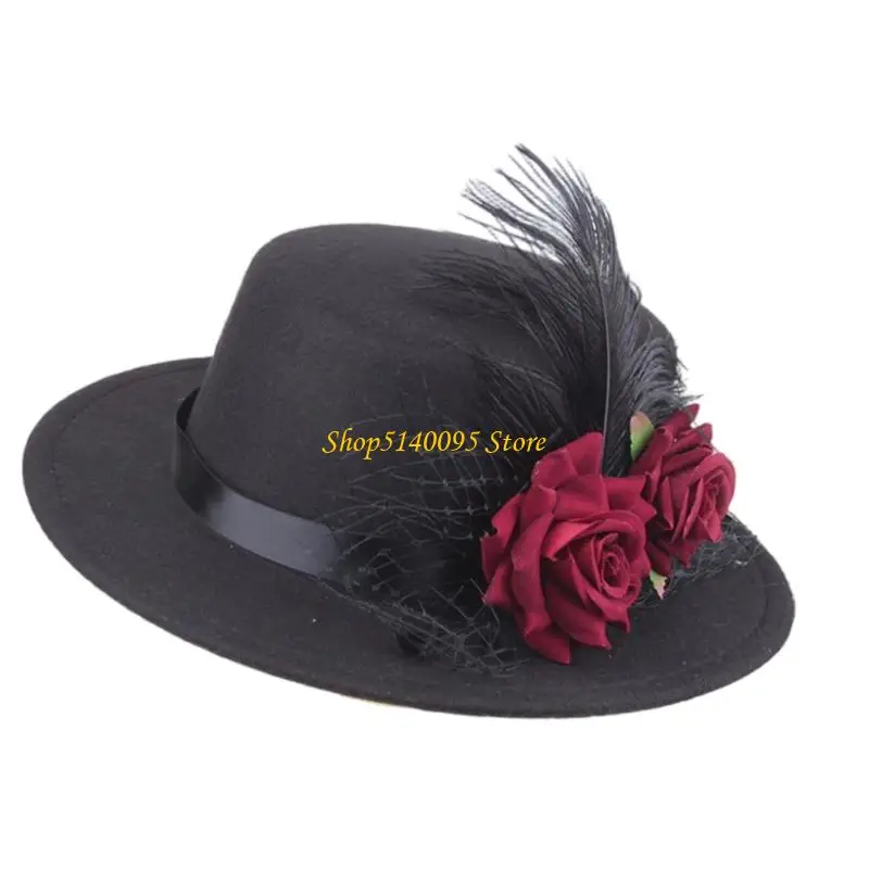หมวก Dxae Victorian Hat Vintage Flower Hats Steampunk Hat Top Hat Halloween