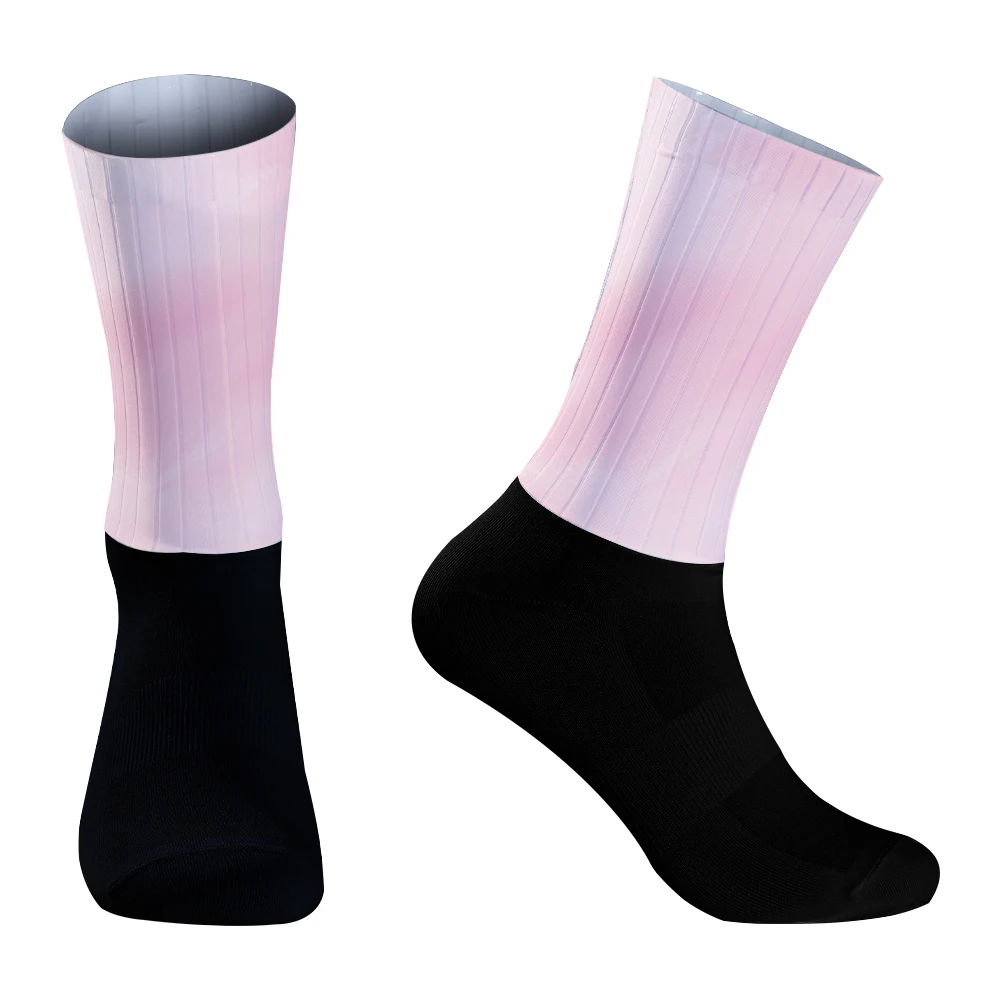 Breathable Non-slip Silica Pro Gel Sports Socks Summer Aero Bike Team Cycling Sock Men Women 2024 New