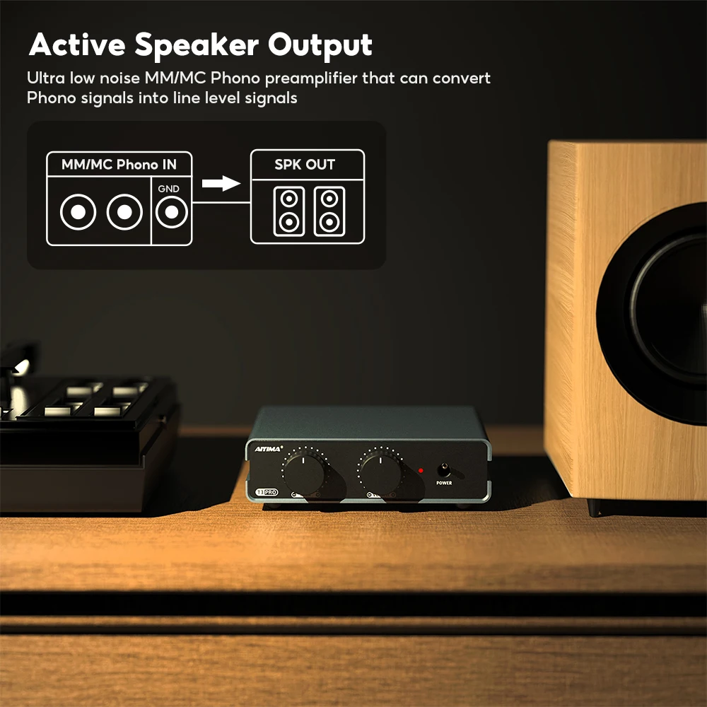 Przedwzmacniacz gramofonowy AIYIMA Audio T3 Pro Mini MM/MC do gramofonu gramofon regulacji wzmocnienia przedwzmacniacza Stereo