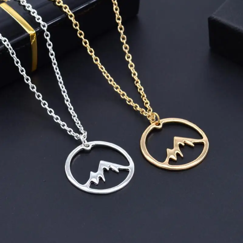Creative Fashion Round Hollow Mountain Peak Pendant Minimalist Trendy Style Necklace Stylish Unisex Jewelry for Daily Wear