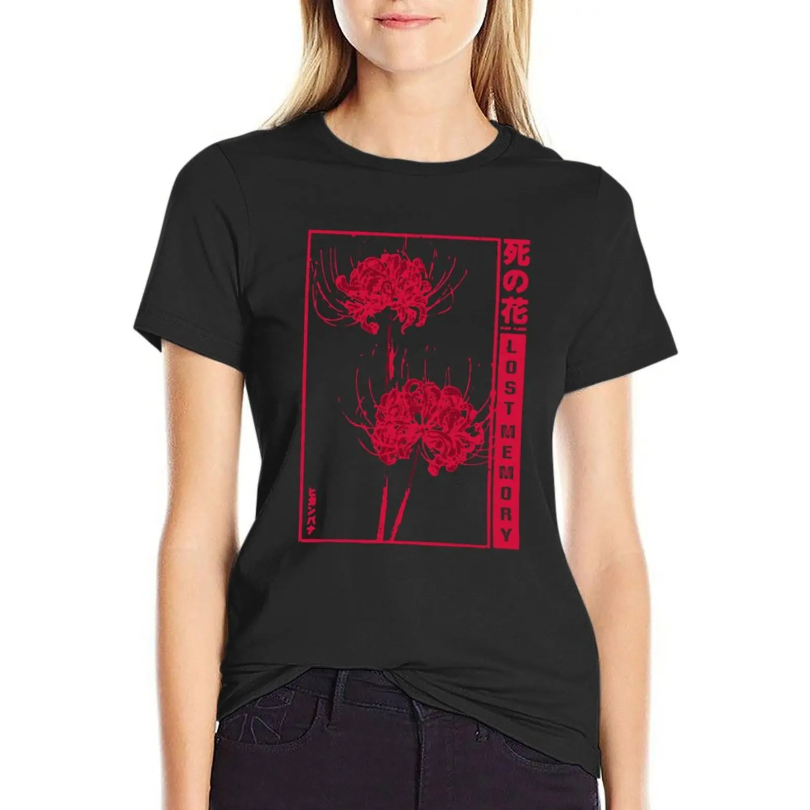 Lost Memory - red spider lily lily T-Shirt anime female Female clothing graphics Women t-shirts