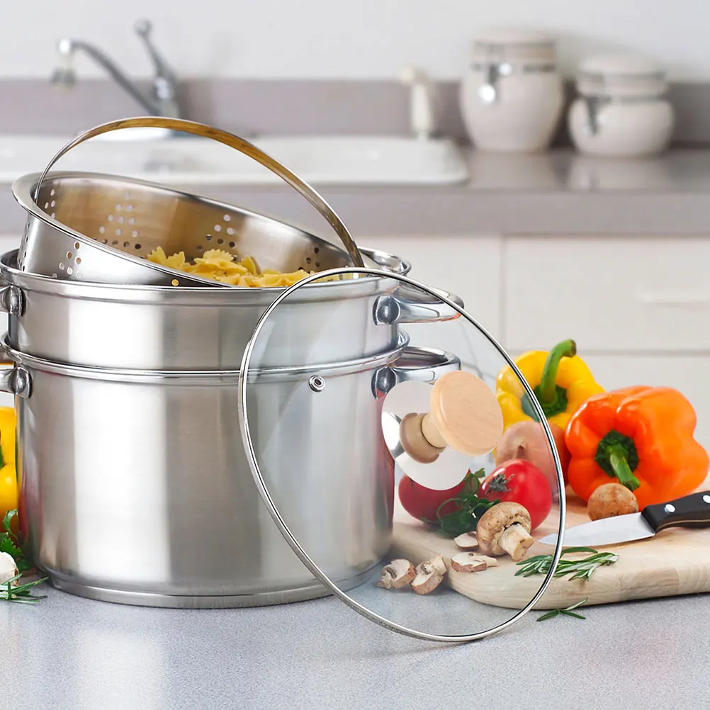 

2Pcs Pot Lid Knobs Sturdy Stainless Steel Wood Ergonomic Replacement Handles Household Kitchen Pot Cover Accessories Heat