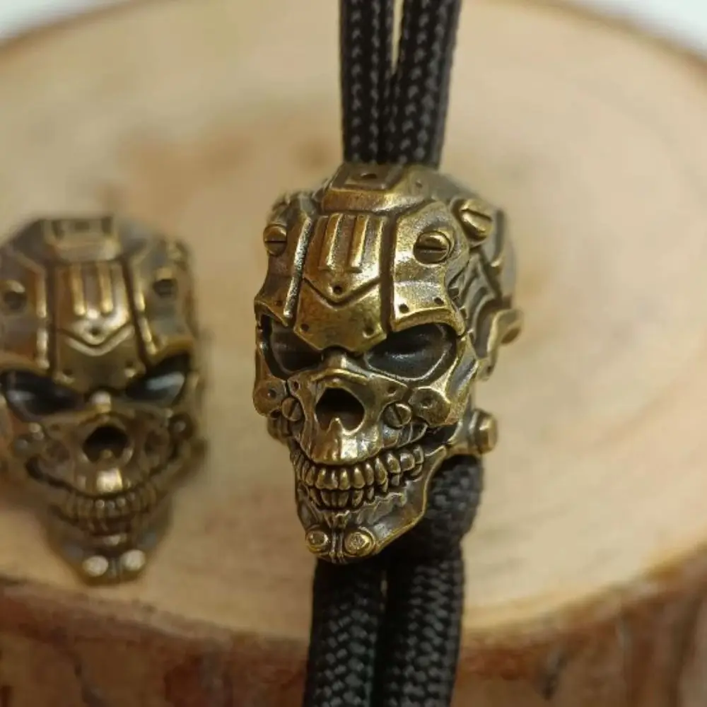 

Handmade Sculpture Brass Bead Charms DIY Jewelry Accessories Retro Skull Head Pendant Bracelet Lanyard Pendant EDC Outdoor Tool