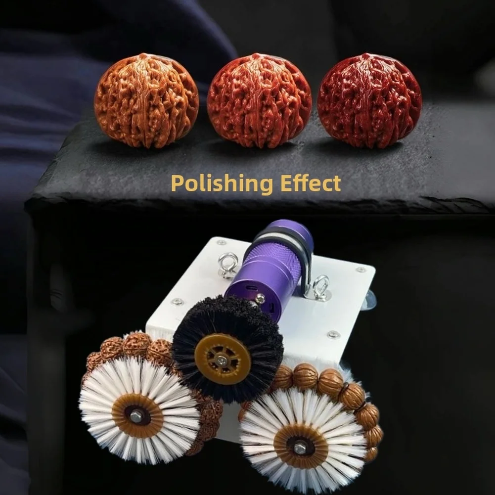 Electric Brush for Polishing For Walnut Bodhi Beads 700RPM Motor with Multiple Brush Heads Aluminum Alloy Construction