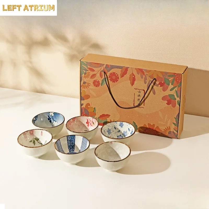 Japanese Ceramic Bowls Rice Bowl High-value Internet Celebrity Small Bow Housewarming Tableware Gift Box Set