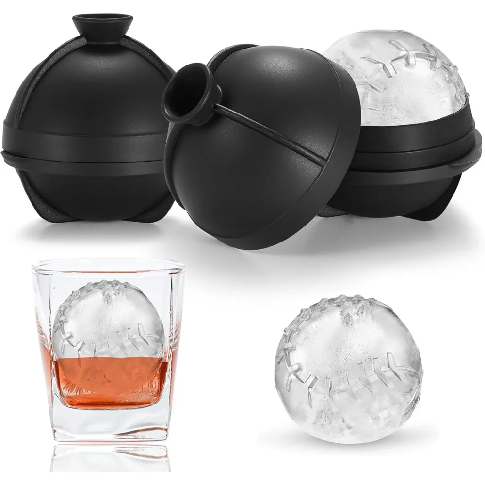 

3D формы для бейсбольных кубиков льда, новые вещи для бейсбольных подарков для мужчин, 2,5 большой силиконовый круглый шарик для кубиков льда