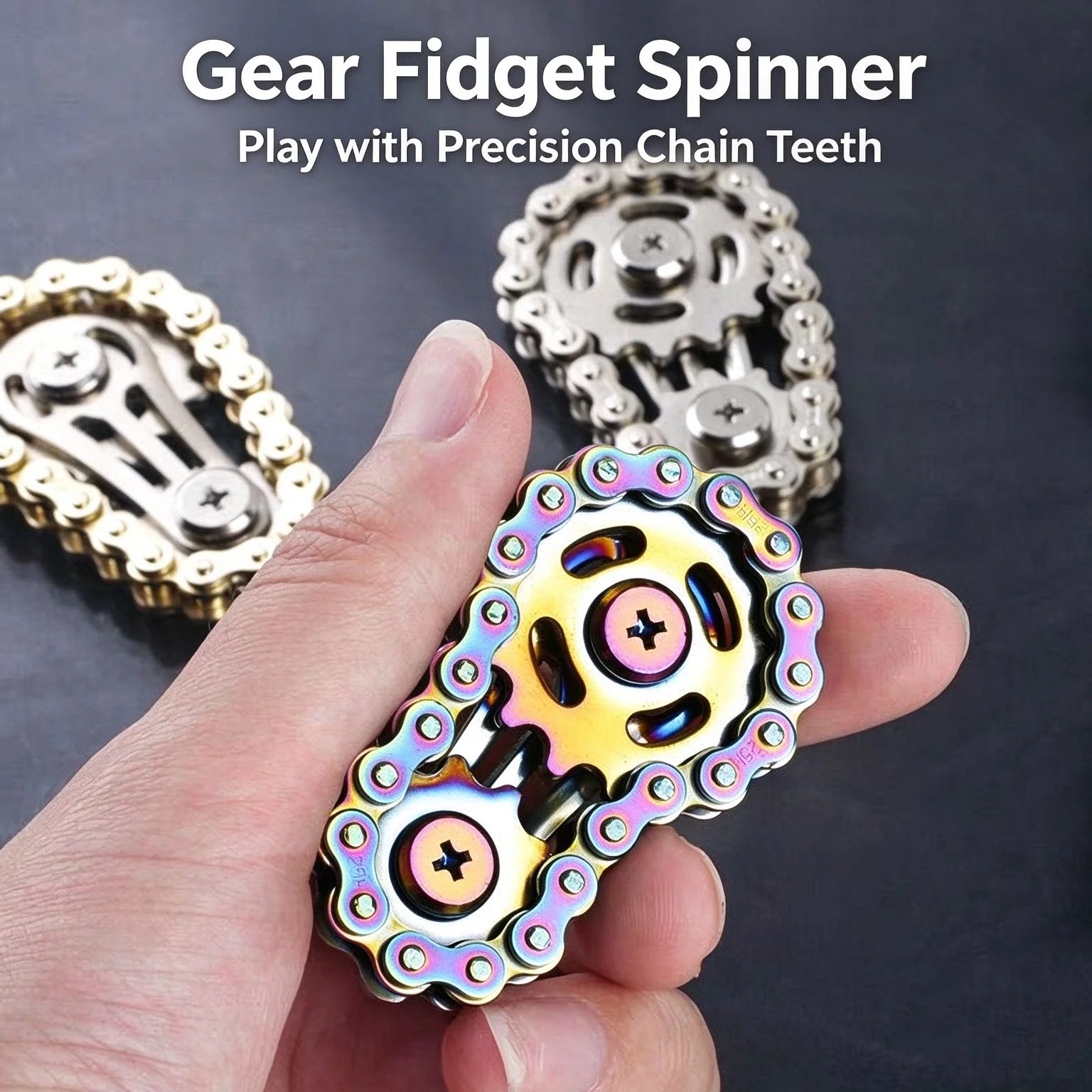 Sprocket Flywheel Fingertip Gyro Metal Fidget Bike Chain Gears Roller, Anxiety Relief Focus Stress Relief Toys for Adults
