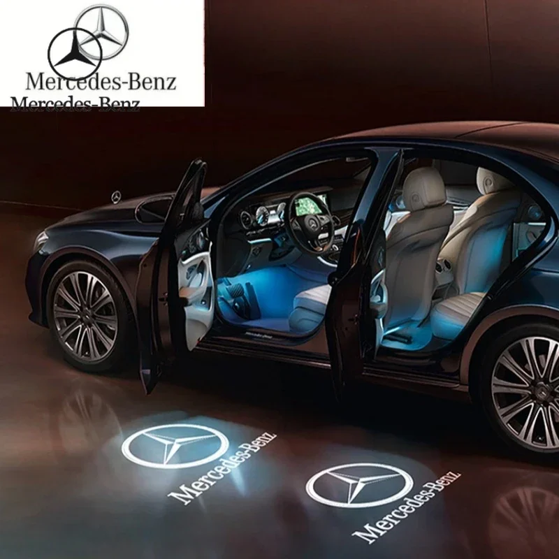 

Автомобильная наклейка, новинка, хит продаж 2026, 2/4 шт., светодиодная лампа для двери автомобиля, лампа с логотипом проектора для Mercedes Benz W212 W213 W205 AMG V177 W247 W2