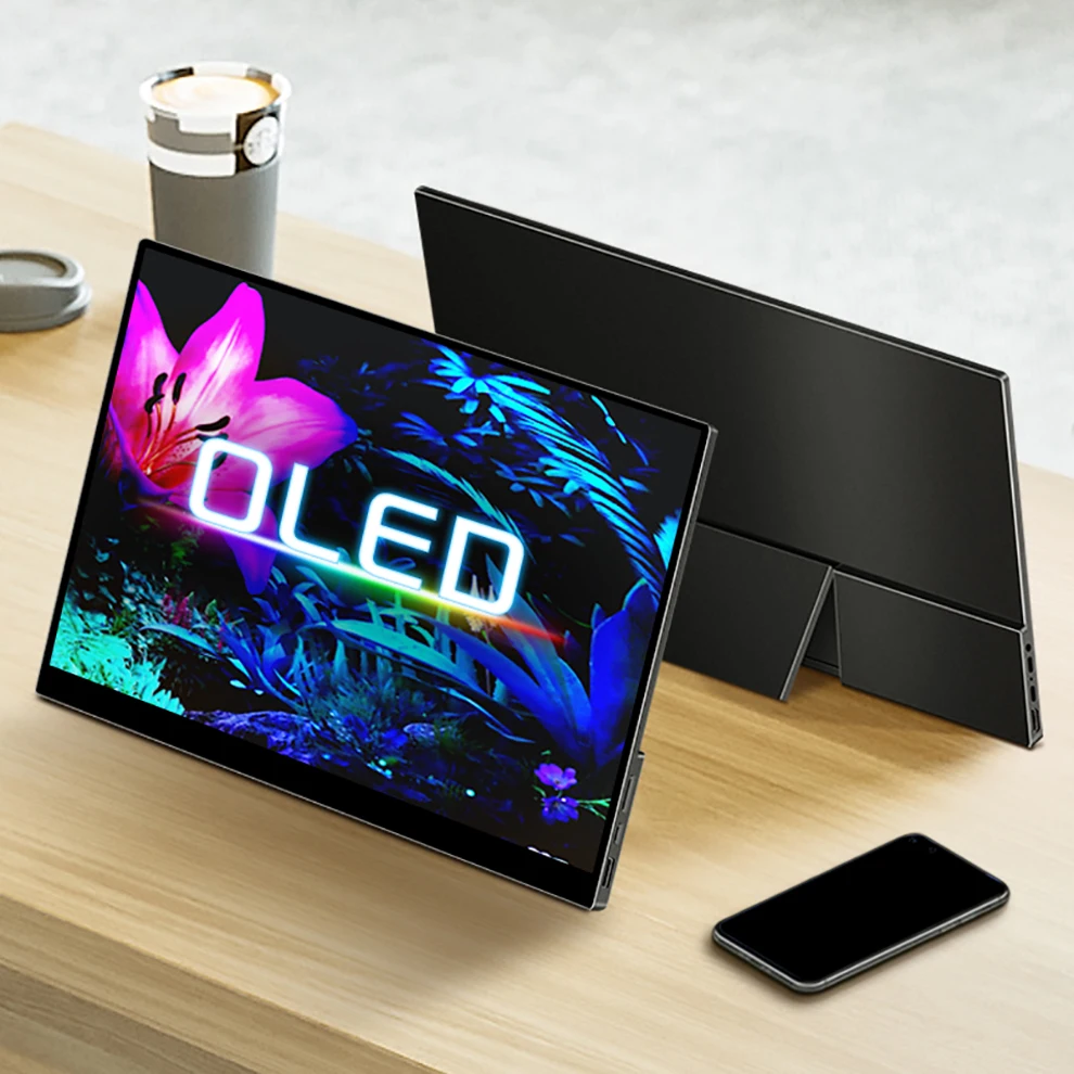 Gaming 15.6 Inch 4K OLED Portable Touch Screen Monitor Eye Care Anti-Blue Light No-Flickering 60Hz Refresh 1ms Response 100%