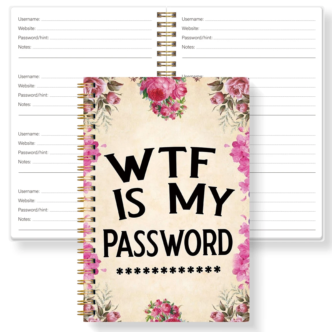 دفتر كلمة المرور مقاس A5، غطاء زهور، منظم بكلمة مرور، دفتر ملاحظات حلزوني لتسجيل الدخول على موقع المستخدم وإدارة كلمة المرور #4