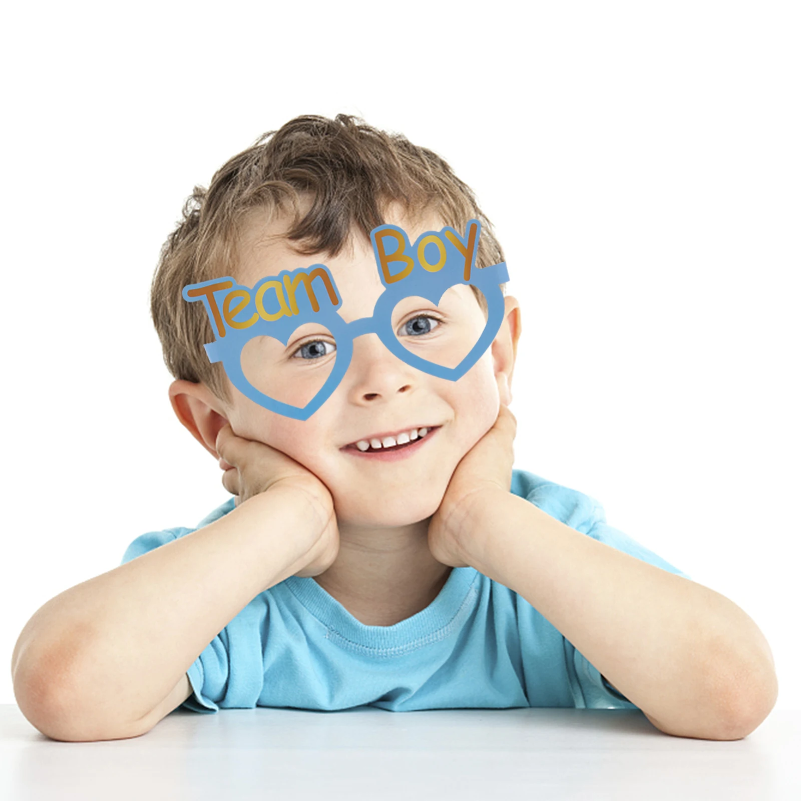 

8Pcs Paper Eyeglasses Team Boy Eyewear Baby Welcome Party Glasses Baby Shower Festival Photo Props